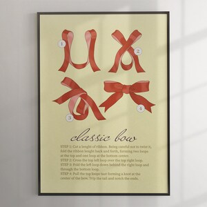 Red Bows Vintage Coquette Trendy Red Beige Yellow Illustration Text Aesthetic Print