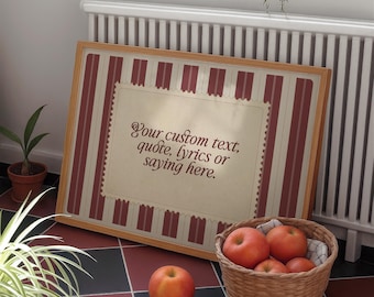 Custom Vintage Stripe Quote Print – Personalised Song Lyrics Typography (Digital Download)