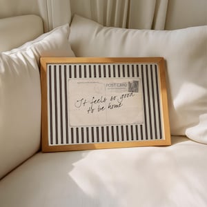 Home Quote Postcard Art Print – Neutral Striped Wall Decor (Digital Download) image 2
