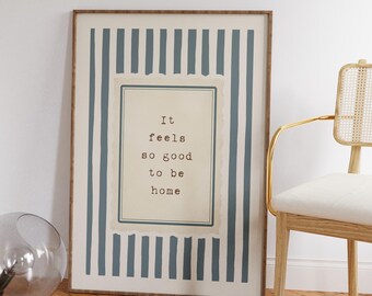 Lámina decorativa tipográfica para el hogar, máquina de escribir con rayas azules (descarga digital)