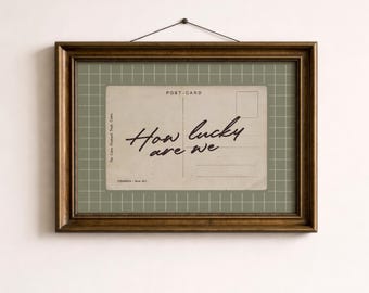 Vintage Postkarte – Salbei Gingham Typografie Zitat (Digitaler Download)