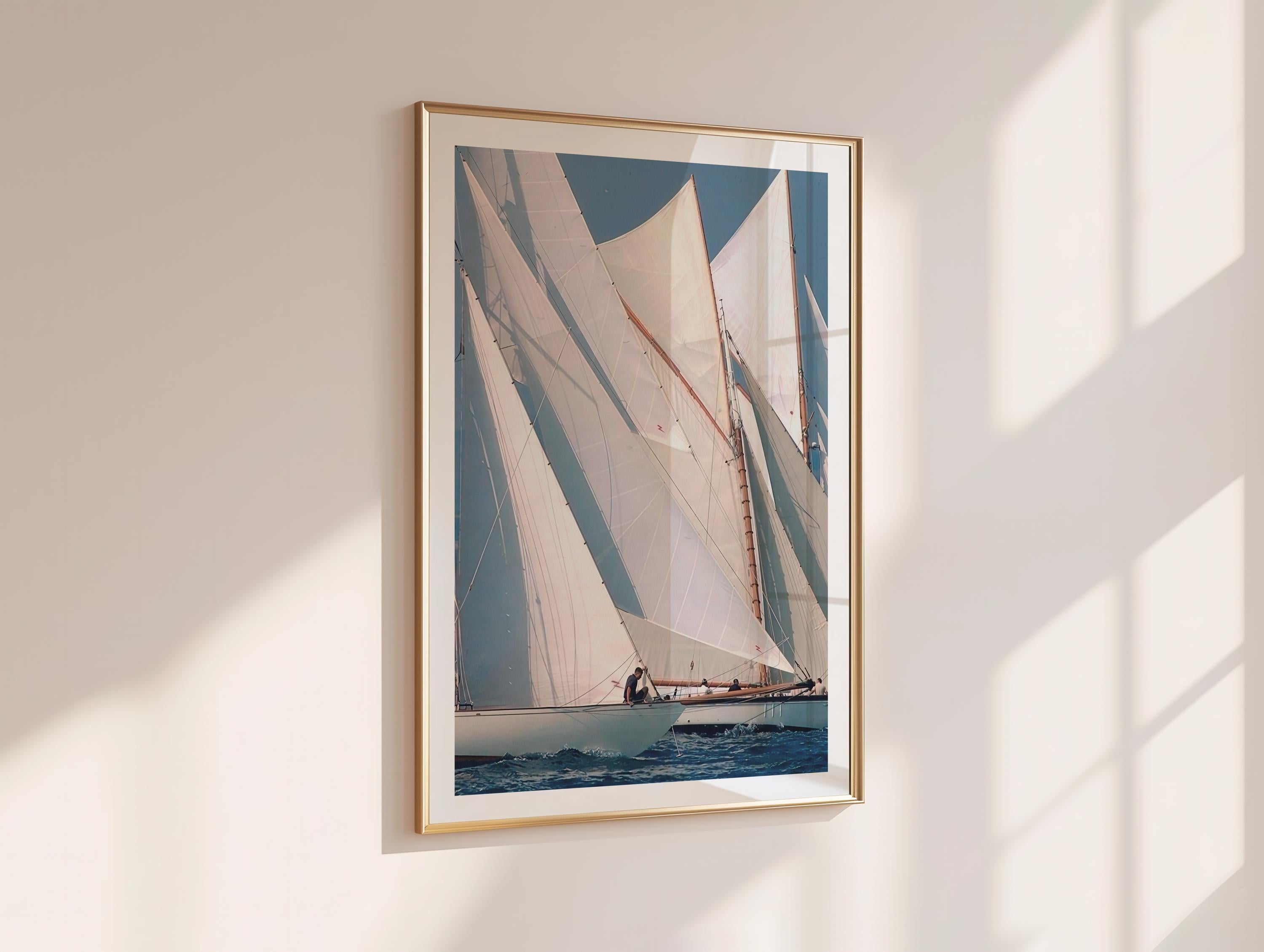 Sailboat Regatta Photo Print – Coastal Yacht Racing Wall Art, Nautical Ocean Decor for Beach House, Living Room or Office, Digital Download