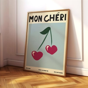 Mon Cheri Aesthetic Blue Print, Decorazione murale vintage eclettica e massimalista, Poster Pinterest di tendenza con estetica scandinava e giapponese, Download digitale