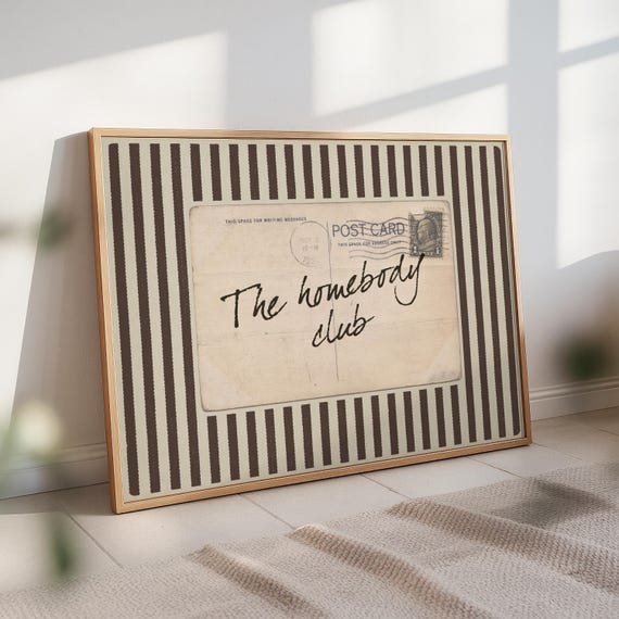 The Homebody Club Print – Vintage Postcard Typography Decor (Digital Download)