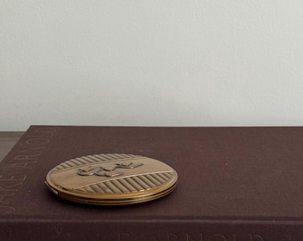 Vintage Brass Compact. Fancy Gold Face Powder Compact Accessory ...