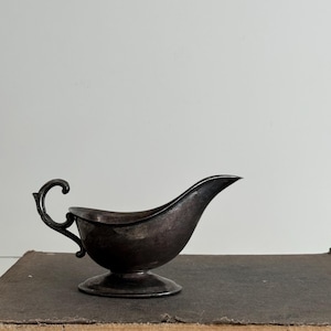 Vintage Gravy Boat, Silver Dish