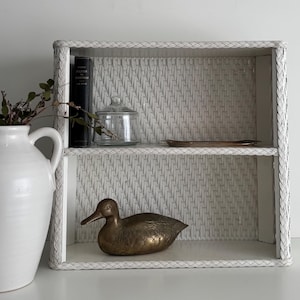Vintage White Wicker Shelf, Wall Hanging, Vintage Home Styling