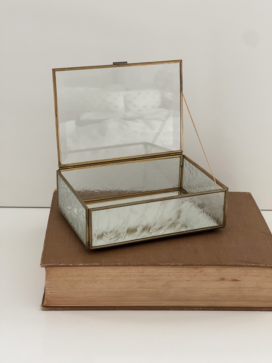 Glass Etched Box Vintage Etsy