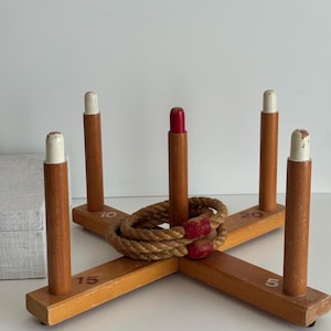 Vintage Wooden Quoits Ring Toss, Outdoor/Indoor Game