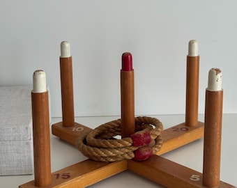 Vintage Wooden Quoits Ring Toss, Outdoor/Indoor Game