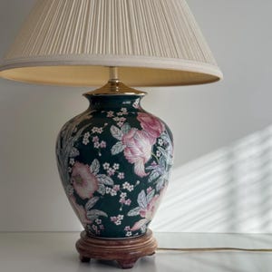 Vintage Famille Noire Chinoiserie Lamp with Shade - Unique Home Decor