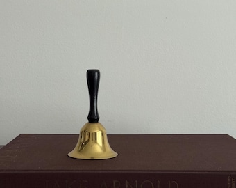 Vintage Brass Bell with Wooden Handle: Antique Home Decor