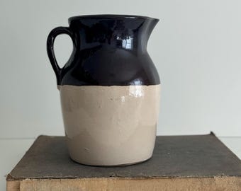 Vintage Brown Dipped Pottery Crock - RRP Stamped USA - Antique Decor
