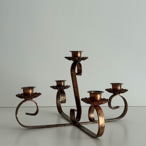 Vintage Scalloped Copper Candelabra | Antique Candleholder | Home Decor | Taper Candle Holder