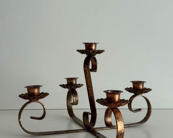 Vintage Scalloped Copper Candelabra | Antique Candleholder | Home Decor | Taper Candle Holder