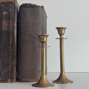 Vintage Brass Pair Of Candlesticks, Taper Candle Holders, Antique Brass Home Styling