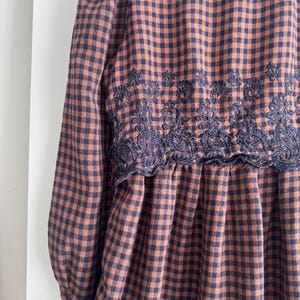 Vintage Sarah Elizabeth Navy Plaid Maxi Dress Sz 4 | Cottagecore Style | Made In India