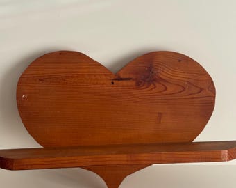Vintage Handmade Wooden Heart Shelf | Wall Decor