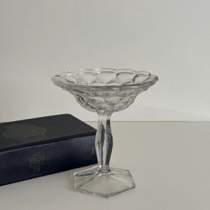 Vintage Clear Glass Pedestal Bowl: Home Decor