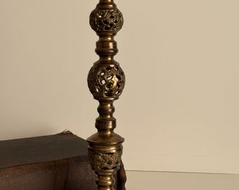 Vintage Tall Ornate Brass Candlestick | Vintage Candle Holder | Styled Interiors