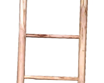 Teak Log Wood Ladder Rack