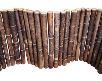 Big Pole Black Carbonized Bamboo Edging Border Fence, 12"H, 24"H and 36"H x 48" L