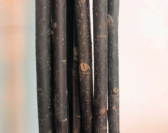 Dry natural extra-large willow poles, dark walnut color, package of 3 pcs