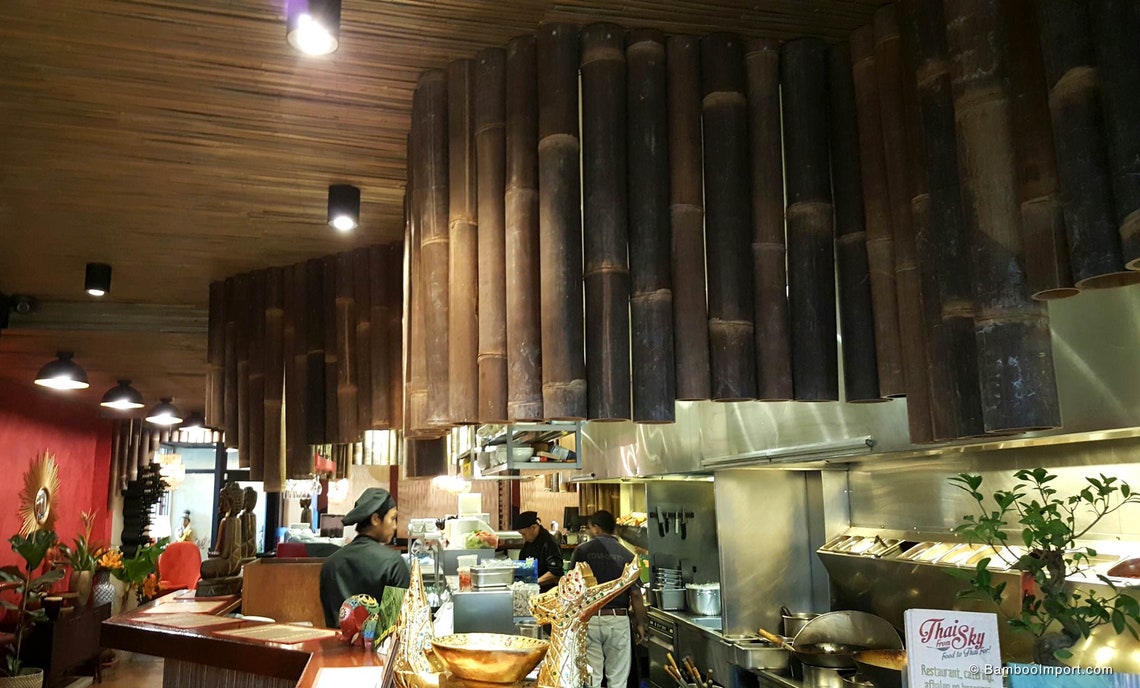 Half round natural black bamboo cap moulding. image 4