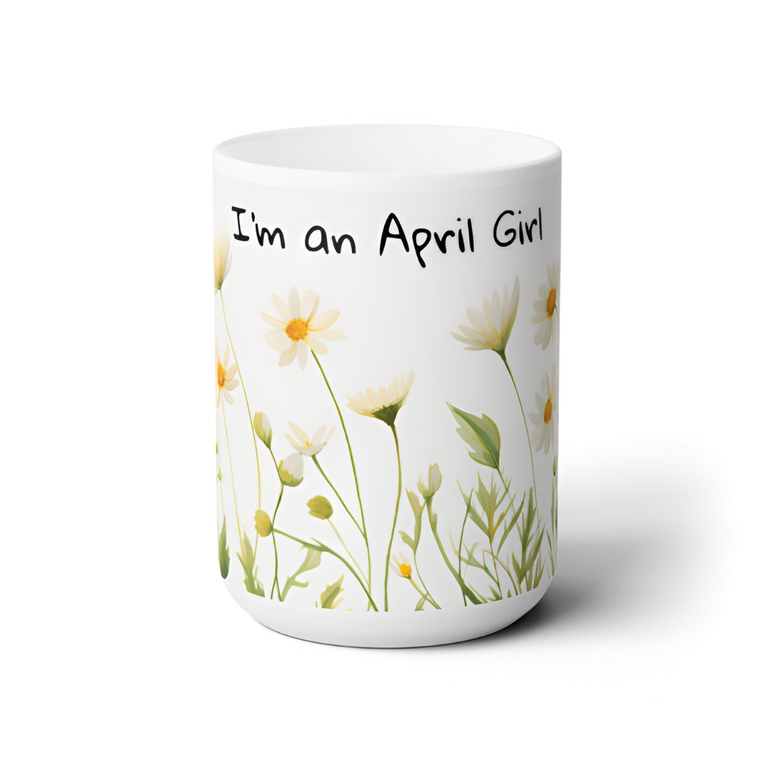 Pressed Flowers Mug, April, Custom Birth Flower Mug, Daffodils Coffee ...