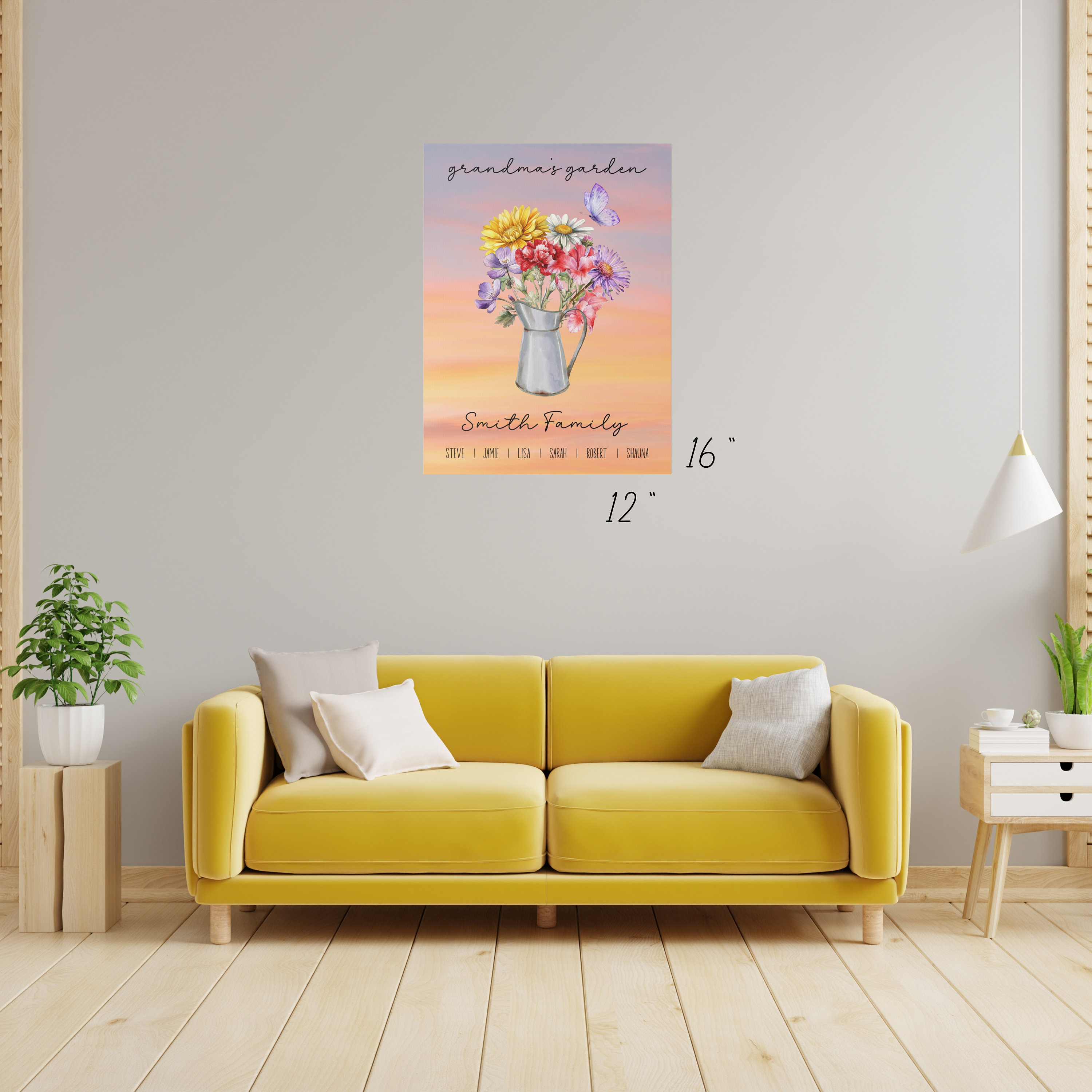 Grandma's Garden - Personalized Horizontal Canvas Prints, Custom Names