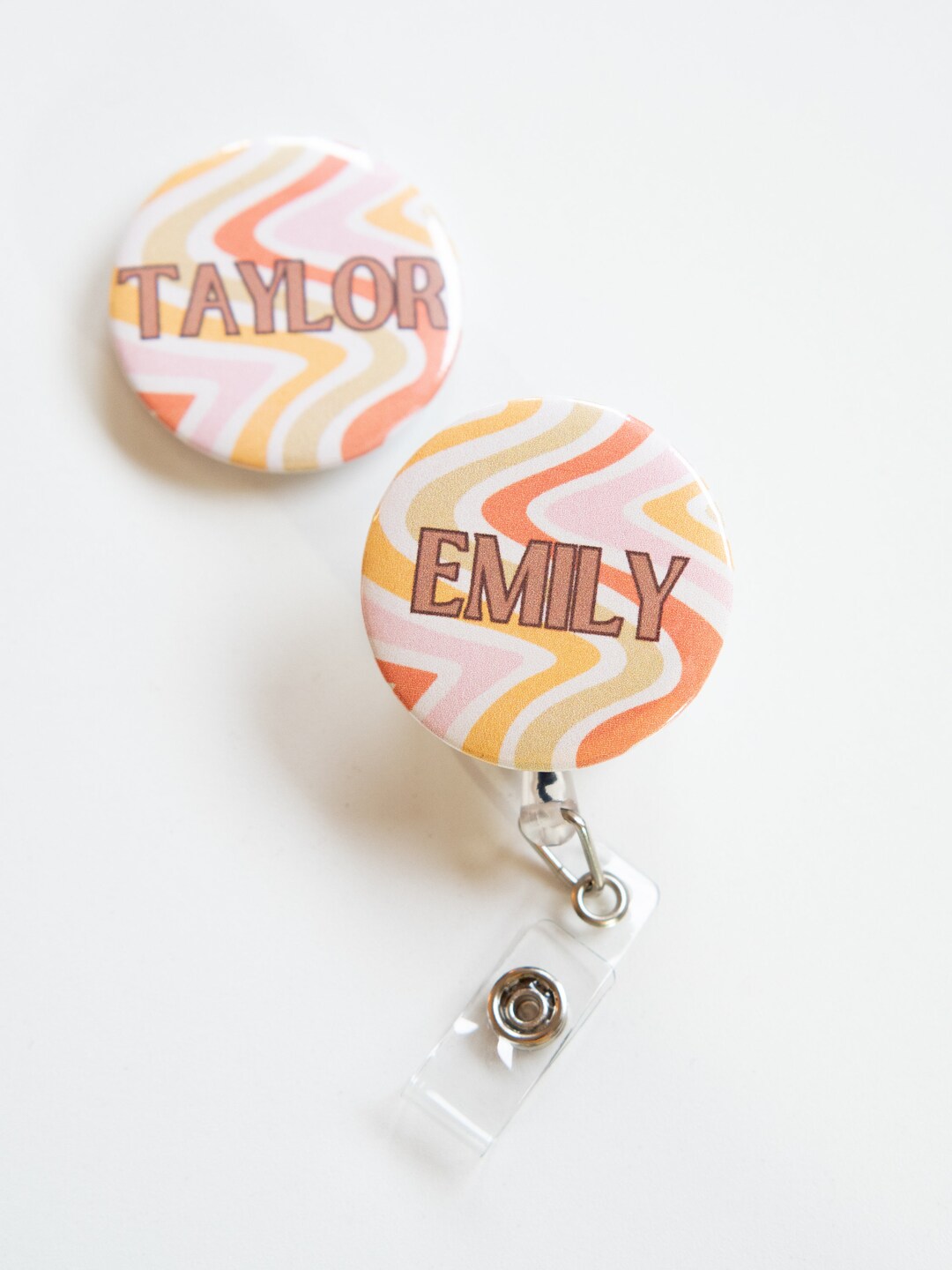 Retro Custom Name Badge Reel Handmade Customizable Etsy