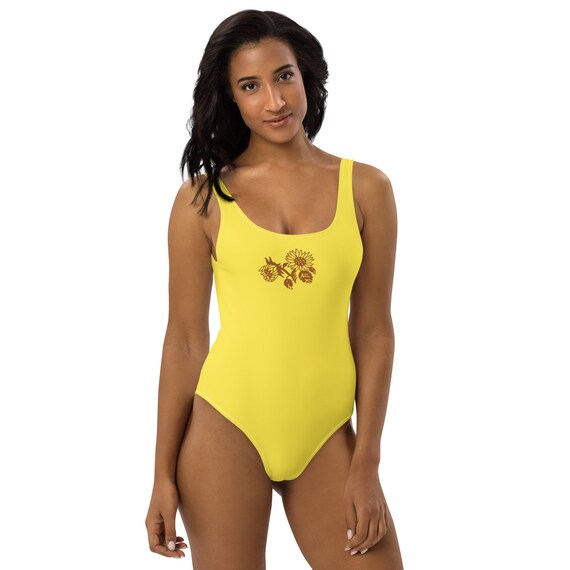 one piece swimsuit sunflower