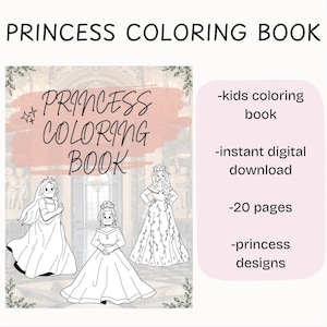 Princess coloring book for kids, kids coloring book, princess book, kids drawing book, princess drawing