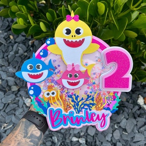 Decoración para tarta de cumpleaños de tiburón bebé