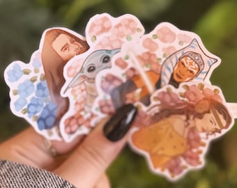 11 OPTIONS! Disney Star Wars Inspired Floral Character Stickers | Obi Wan, Leia, Padme, Grogu, Ahsoka etc | Laptop, Water Bottle Decoration