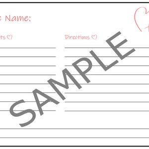 Hearts Recipe Card, Valentines Recipe Card, Recipe Card Template, PDF, 4x6 Recipe Card, Digital, Printable Recipe Card