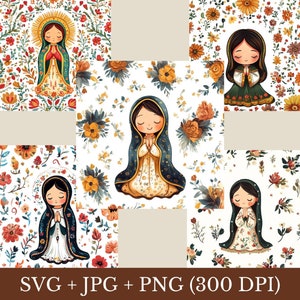 Lady Of Guadalupe Digital SVG PNG, Virgin Mary, Virgin of Guadalupe, Virgen de Guadalupe, mother of Jesus, Basilica of Our Lady of Guadalupe