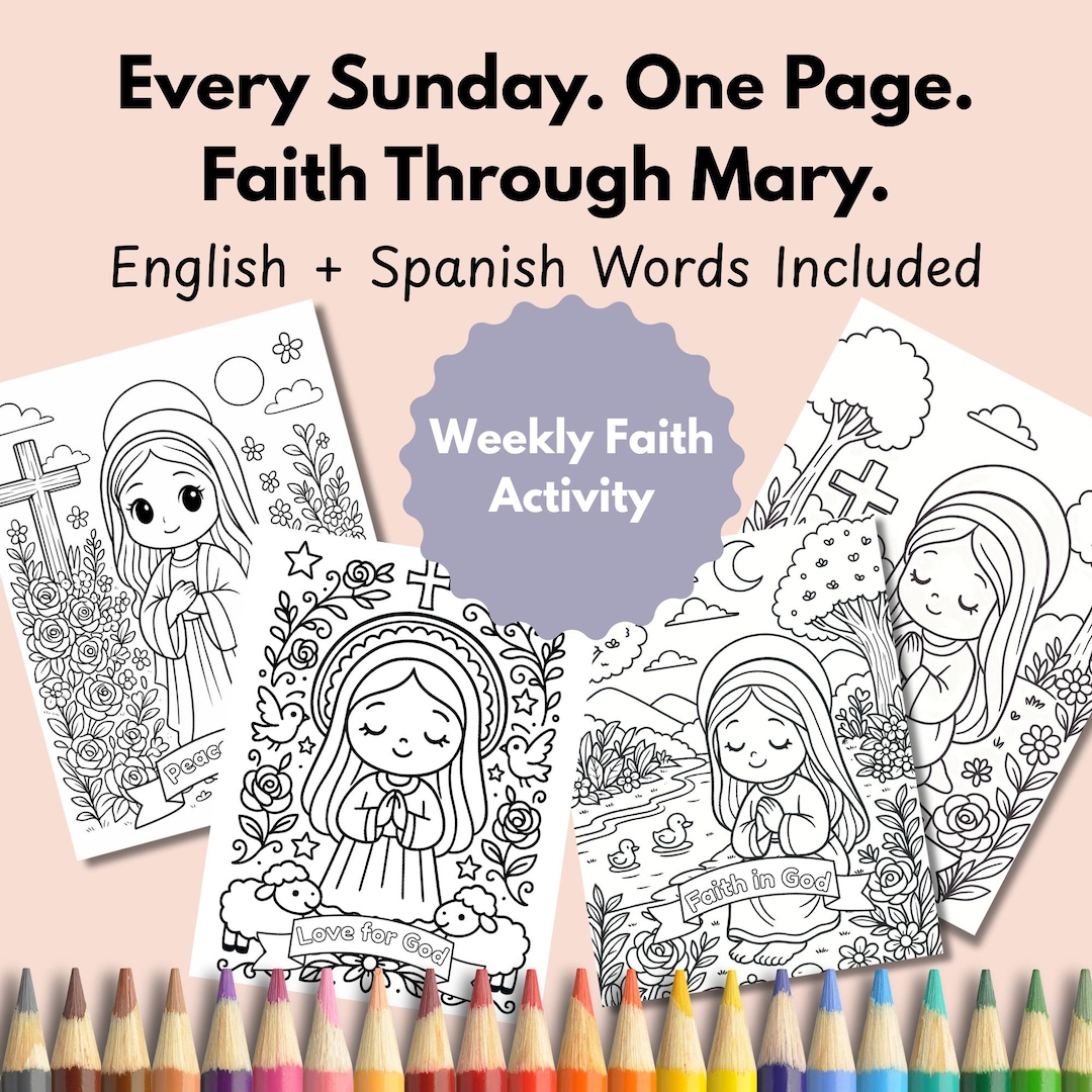 Virgin Mary COLORING PAGES for Kids | Catholic Printable PDF for Prayer ...