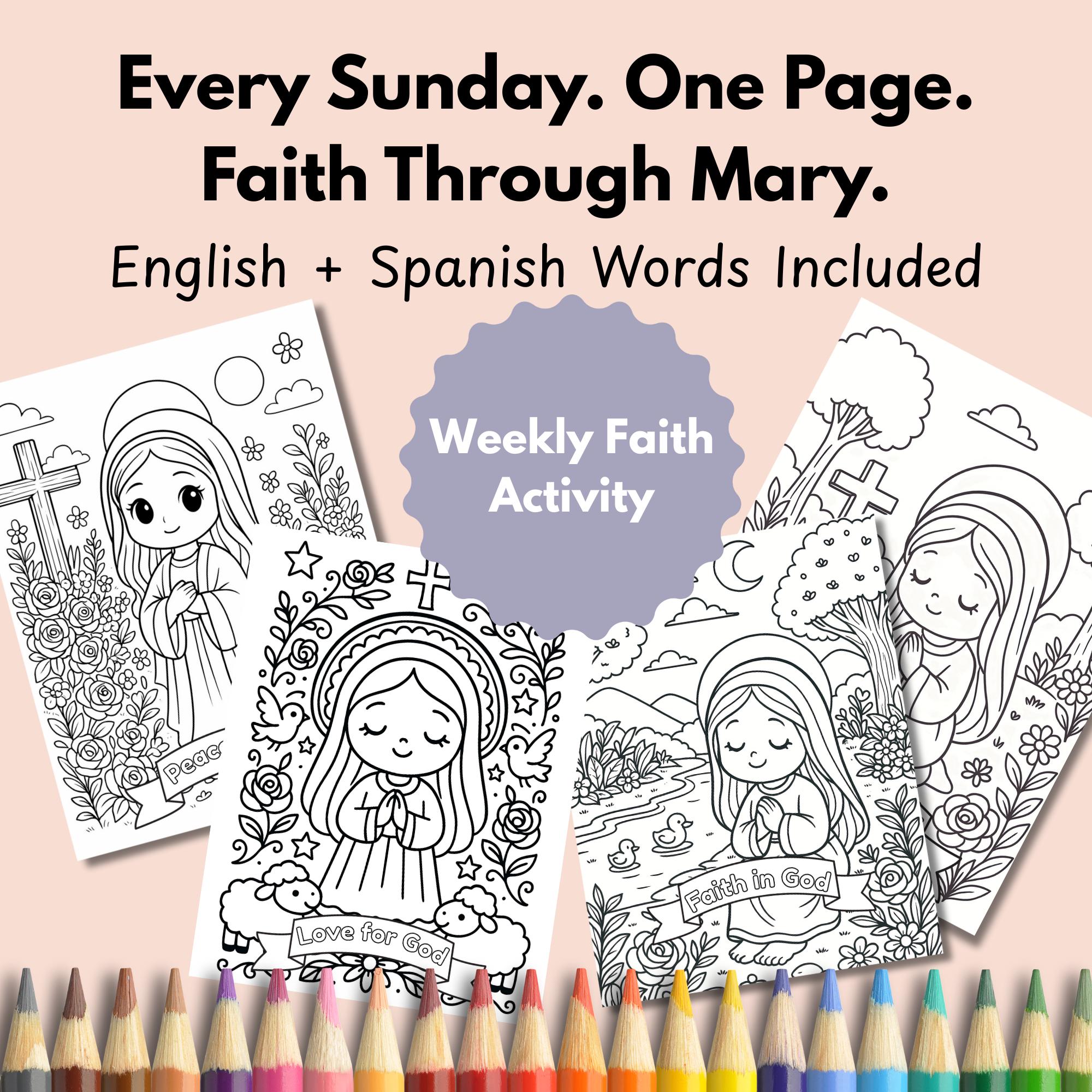 Virgin Mary COLORING PAGES for Kids | Catholic Printable PDF for Prayer ...