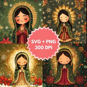 Señora de Guadalupe Digital SVG PNG, Virgen María, Virgen de Guadalupe, Virgen de Guadalupe, Navidad Virgen de Guadalupe