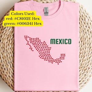 Mexico Love Map png digital, Red Hearts Mexican Pride Shirt, Cute Heritage Gift, Mexico Roots Apparel