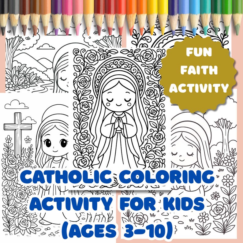 Virgin Mary Coloring Pages for Kids (printable PDF), Fun Faith Catholic ...