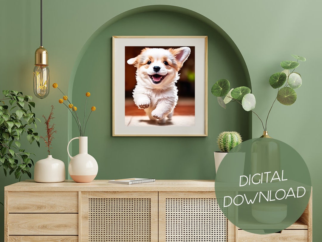 Puppy Dog Digital Art Print Midjourney Art Cute Dog Wall Etsy