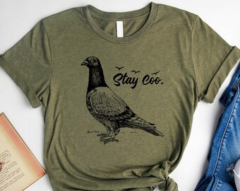 Stay Coo Shirt, Funny Pidgeon T Shirt, Stay Cool Unisex Shirt, Humor Bird Meme Tee, Cool Bird Tshirt, Bird Graphic Shirts for Men and Women