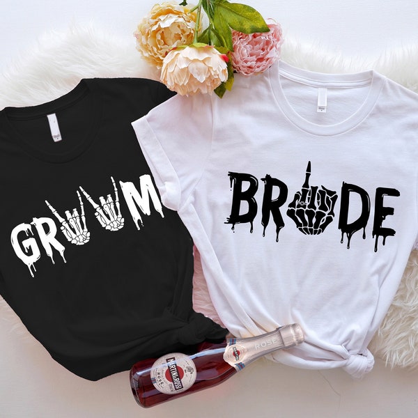 Bride And Groom Matching Shirts, Bachelorette Party Shirt, Funny Wedding T-Shirt, Newly Engaged Tee, Halloween Wedding Shirt, Bridal Outfit