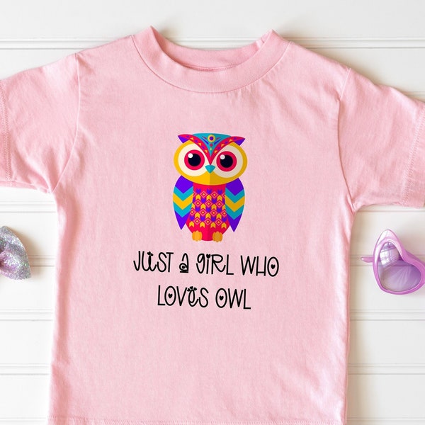 Just A Girl Who Loves Owl Shirt, Cute Pinkish Kawaii Owl, Animal Lover Daughter Tee, Birthday Shirt Gift For Girls, Youth Boho Clothing