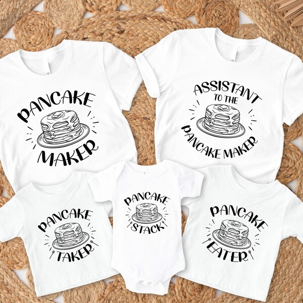 Funny Family Matching T Shirt , Pancake Maker Shirt, Matching Assistant Shirts, Daddy And Me Shirt, Pancake Lover Kids Shirt, Dad Son Shirts