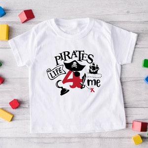Pirates Life 4 Me Shirt, 4th Birthday Boy T-shirt, 4 Years Birthday Tee, Pirate Birthday Vibes, Toddler Birthday Gift, Pirate Birthday Party
