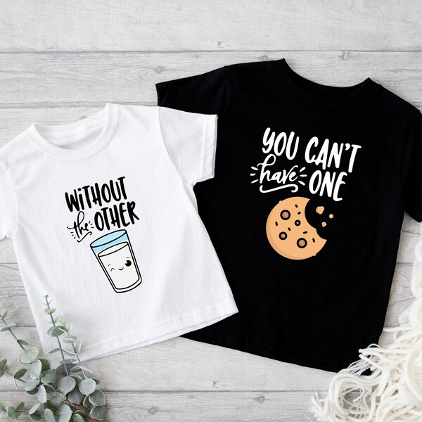 Milk And Cookie Shirt, Can't Have One Without Other Matching Tees, Cute Bestie Shirt, Siblings Gift Tee, Funny Cookie and Milk Twin T-Shirt