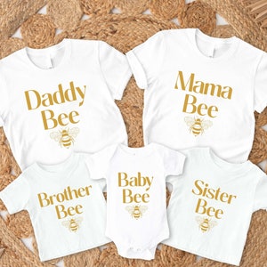 Family Matching Bee Shirt, Baby Mama Daddy Sister Bee Tee, Bee Theme Birthday T-shirt, Girls First Birthday T-Shirts, Happy Bee Day Outfit